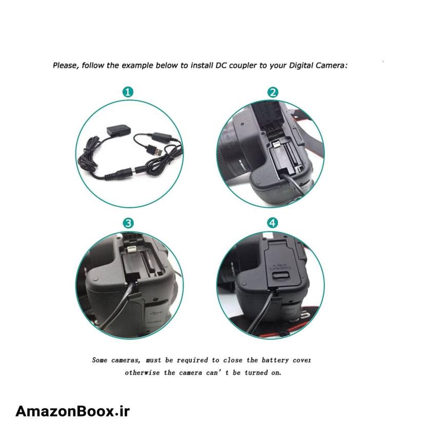 کابل USB Raeisusp EP5A + آداپتور QC3.0 + باتری ساختگی EN-EL14