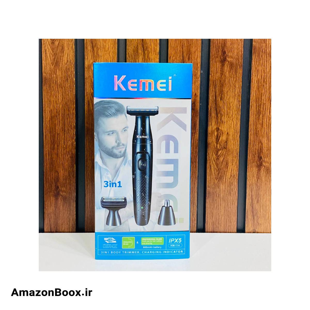 ریشتراش سهکاره کیمی مدل KM-114 - مشکی