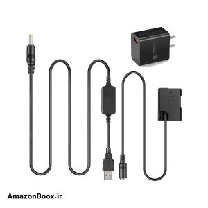 کابل USB Raeisusp EP5A + آداپتور QC3.0 + باتری ساختگی EN-EL14