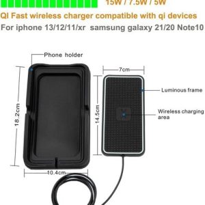 شارژر وایرلس بی سیم ماشین برند POLMXS شارژ سریع با پد شارژر