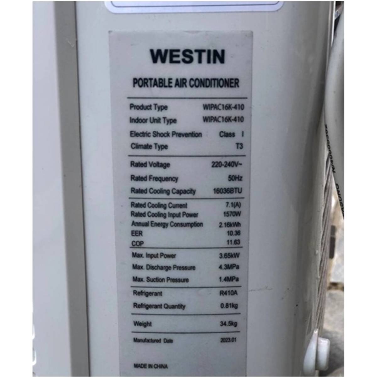 کولرگازی پرتابل وستین سرد WESTIN 16000 مدل WIPAC16K-410